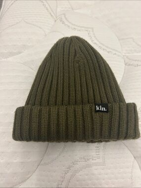 Kith Olive Green Satin Beanie with Ribbed Cuff